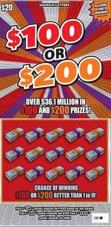 $100 Or $200 scratchcard - game number #1872 - front