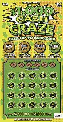 $1,000 Cash Craze scratchcard - game number #1779 - front