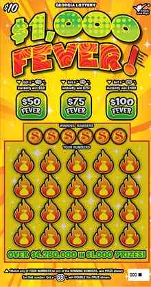 $1,000 Fever! scratchcard - game number #1609 - front