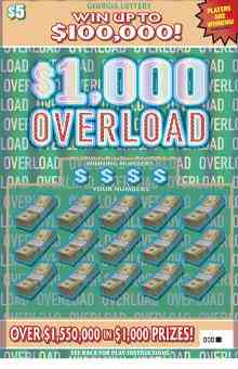 $1,000 Overload scratchcard - game number #1837 - front
