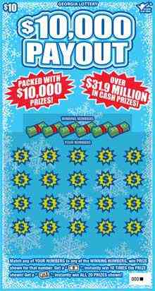 $10,000 Payout scratchcard - game number #1620 - front