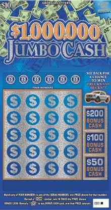 $1,000,000 Jumbo Cash scratchcard - game number #1796 - front