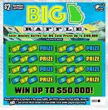 $2 Big Georgia Raffle scratchcard - game number #1705 - front