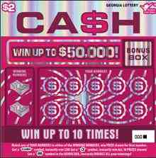 $2 Ca$H scratchcard - game number #1596 - front