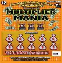 $2 Multiplier Mania scratchcard - game number #1636 - front