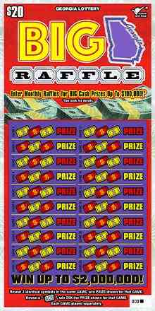 $20 Big Georgia Raffle scratchcard - game number #1709 - front