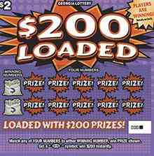 $200 Loaded scratchcard - game number #1801 - front