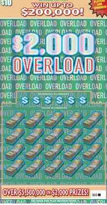$2,000 Overload scratchcard - game number #1838 - front