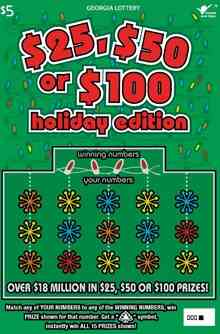 $25, $50 Or $100 Holiday Editi scratchcard - game number #1551 - front