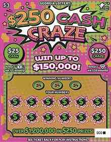$250 Cash Craze scratchcard - game number #1777 - front