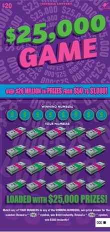$25,000 Game scratchcard - game number #1656 - front