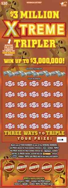 $3 Million Xtreme Tripler scratchcard - game number #1784 - front