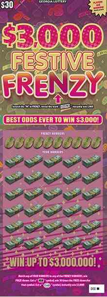 $3,000 Festive Frenzy scratchcard - game number #1812 - front