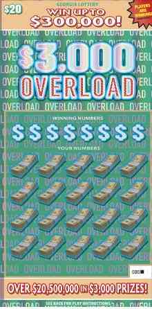$3,000 Overload scratchcard - game number #1839 - front