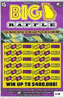 $5 Big Georgia Raffle scratchcard - game number #1707 - front
