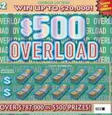 $500 Overload scratchcard - game number #1836 - front