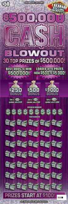 $500,000 Ca$H Blowout scratchcard - game number #1890 - front
