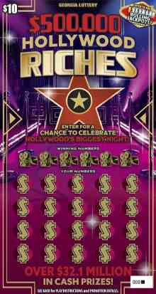 $500,000 Hollywood Riches scratchcard - game number #1921 - front