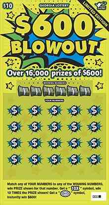 $600 Blowout scratchcard - game number #1736 - front