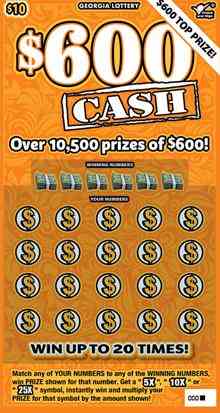 $600 Cash scratchcard - game number #1546 - front