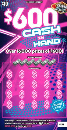 $600 Cash In Hand scratchcard - game number #1903 - front