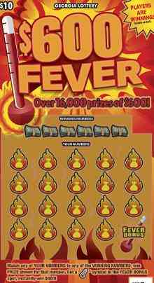 $600 Fever scratchcard - game number #1845 - front