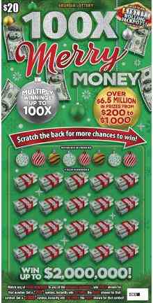 100X Merry Money scratchcard - game number #1918 - front