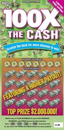 100X The Cash scratchcard - game number #1766 - front