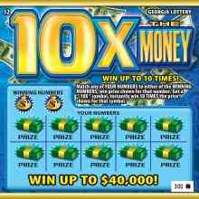 10X The Money scratchcard - game number #1009 - front
