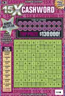 15X Cashword scratchcard - game number #1846 - front