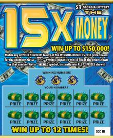15X The Money scratchcard - game number #1095 - front