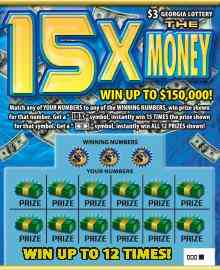 15X The Money scratchcard - game number #1095 - front
