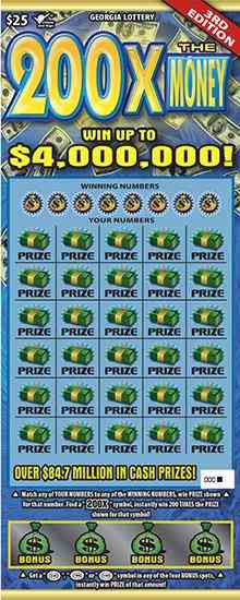 200X The Money scratchcard - game number #1774 - front