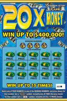 20X The Money scratchcard - game number #1421 - front