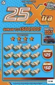 25Xtra scratchcard - game number #1905 - front