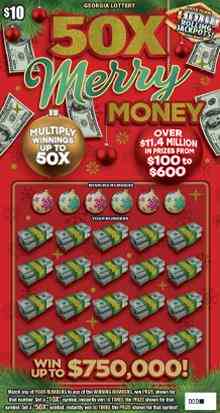 50X Merry Money scratchcard - game number #1917 - front
