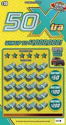 50Xtra scratchcard - game number #1906 - front