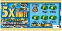5X The Money scratchcard - game number #1008 - front