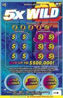 5X Wild scratchcard - game number #1760 - front