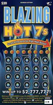 Blazing Hot 7S scratchcard - game number #1733 - front
