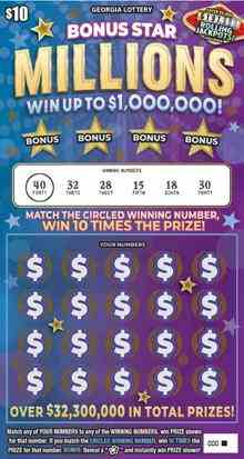 Bonus Star Millions scratchcard - game number #1897 - front