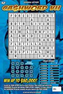 Ca$Hword Vii scratchcard - game number #1424 - front