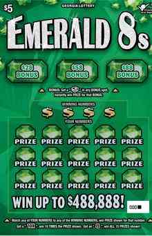 Emerald 8S scratchcard - game number #1643 - front