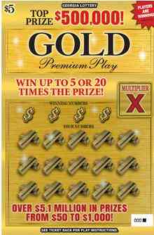Gold Premium Play scratchcard - game number #1870 - front