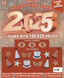 Happy New Year 2025 scratchcard - game number #1814 - front