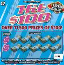 Hit $100 scratchcard - game number #1891 - front