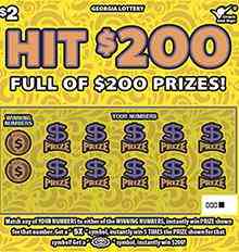 Hit $200 scratchcard - game number #1734 - front