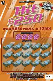 Hit $250 scratchcard - game number #1892 - front
