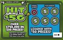 Hit $50 scratchcard - game number #1688 - front