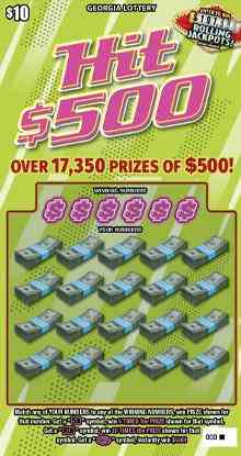 Hit $500 scratchcard - game number #1893 - front